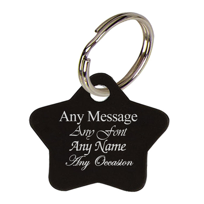 Engraved Black Star Keyring - The Gift Cabin UK