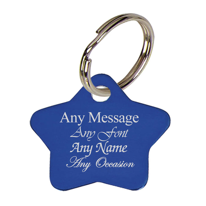 Engraved Blue Star Keyring - The Gift Cabin UK