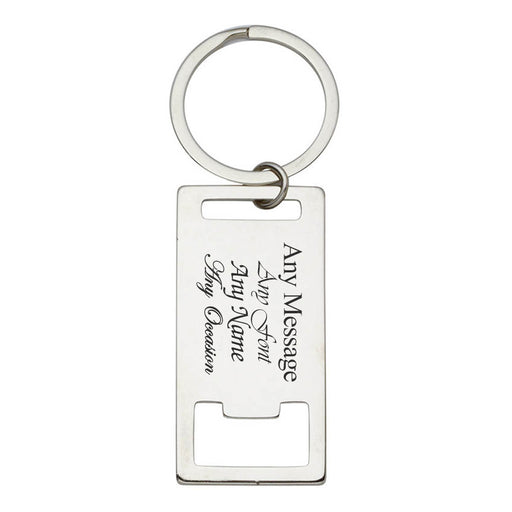 Engraved Rectangle Bottle Opener Keyring - The Gift Cabin UK