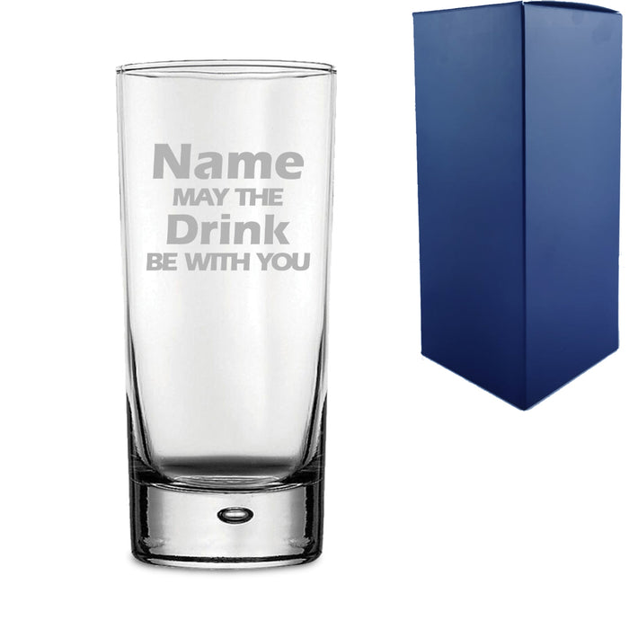 Engraved "Name may the Drink be with you" Novelty Hiball Tumbler With Gift Box - The Gift Cabin UK