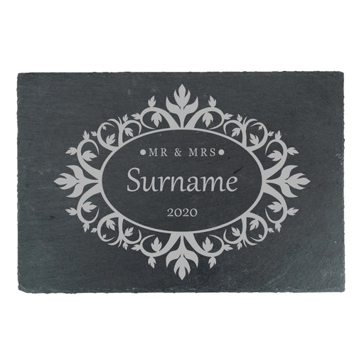 Engraved Rectangular Slate Cheeseboard with Mr and Mrs Design - The Gift Cabin UK