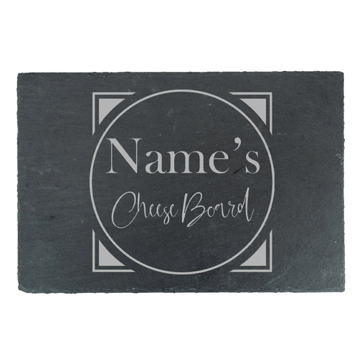 Engraved Rectangular Slate Cheeseboard with Name's Cheeseboard with Circle Design - The Gift Cabin UK