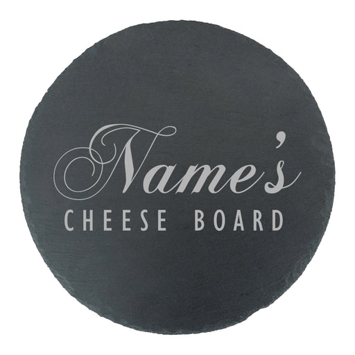 Engraved Round Slate Cheeseboard with Name's Cheeseboard Design - The Gift Cabin UK