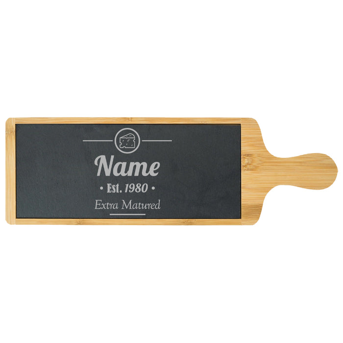 Engraved Bamboo and Slate Cheeseboard with Extra Matured Design - The Gift Cabin UK