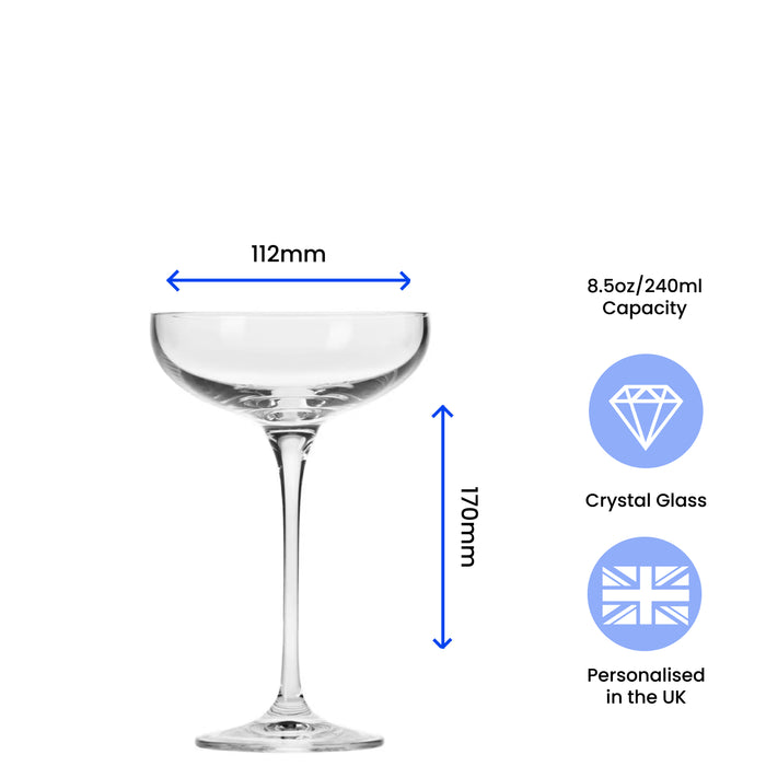 Engraved Crystal Infinity Cocktail Saucer with Initials Design, Personalise with Any Name - The Gift Cabin UK