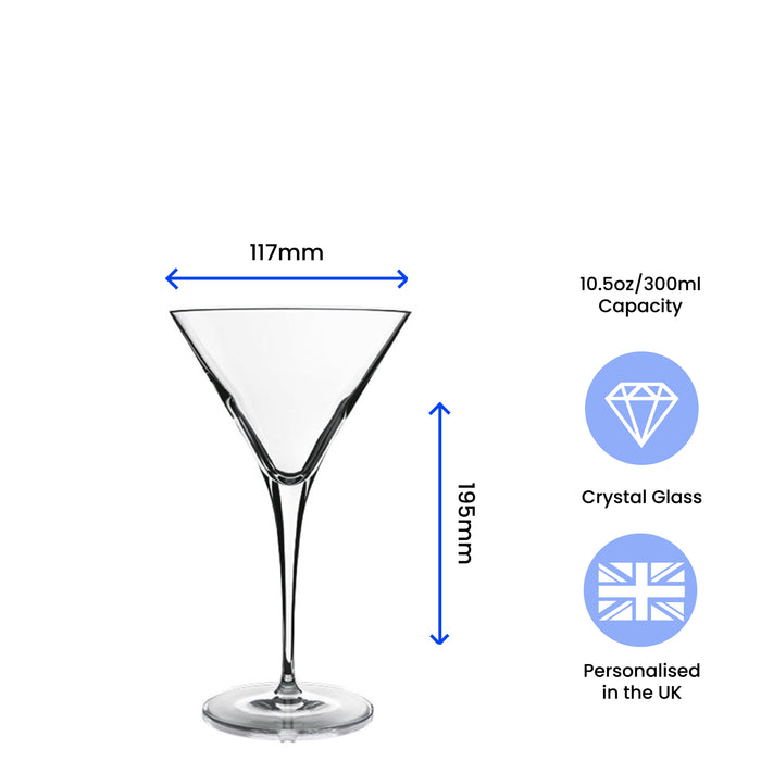 Engraved Allegro Martini Cocktail Glass with Initials Design, Personalise with Any Name - The Gift Cabin UK