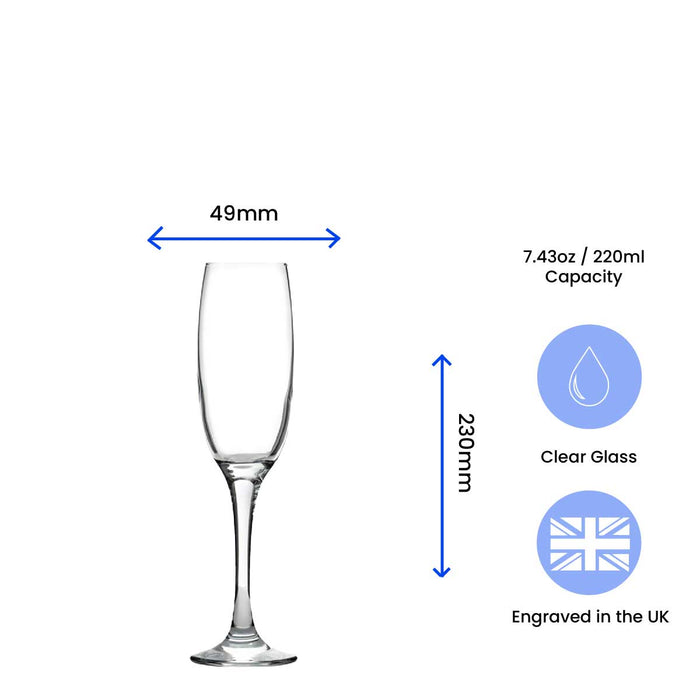 Personalised Engraved Wedding Champagne Glass Set with Any Message, Any Date, Rings - The Gift Cabin UK