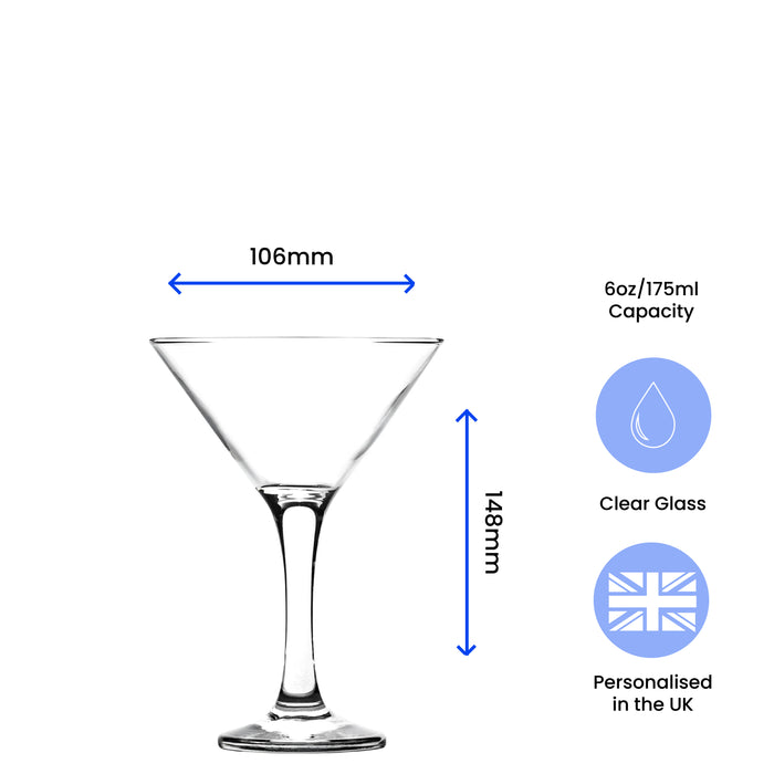 Engraved Petite Martini Cocktail Glass with Name with Heart Design, Personalise with Any Name - The Gift Cabin UK