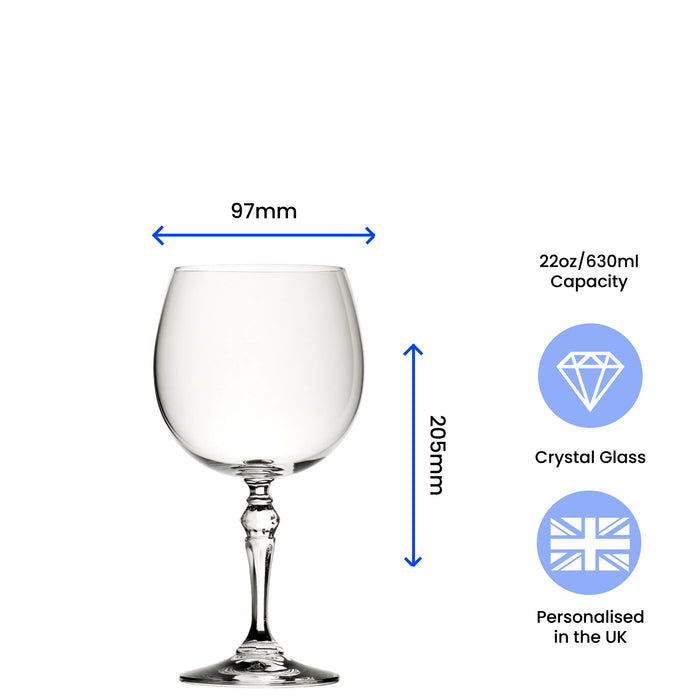 Engraved Crystal Gin and Tonic Cocktail Glass with The Gin Queen Design, Personalise with Any Name - The Gift Cabin UK