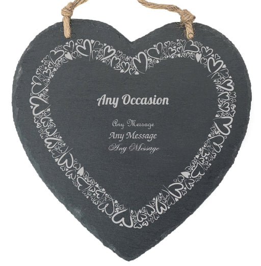 Personalised engraved Memo Board - Heart-filled Border - The Gift Cabin UK