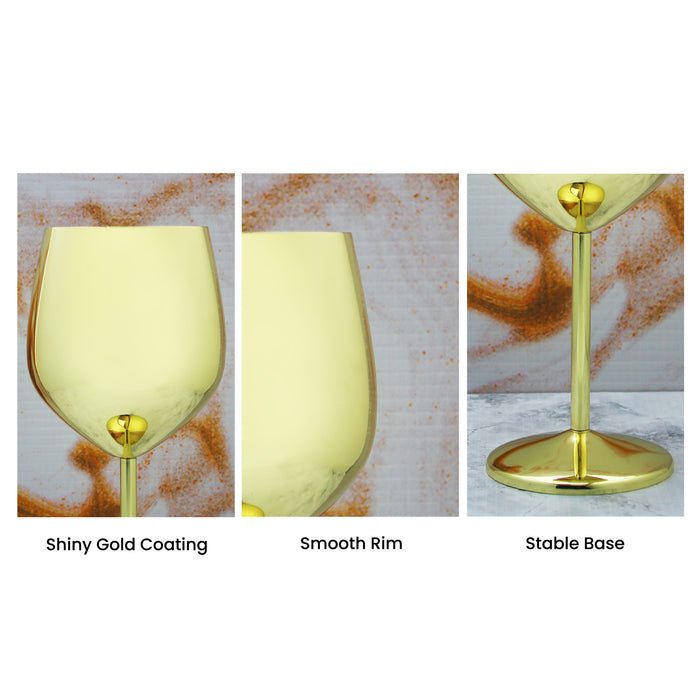 Engraved Gold Metal Wine Glass - The Gift Cabin UK