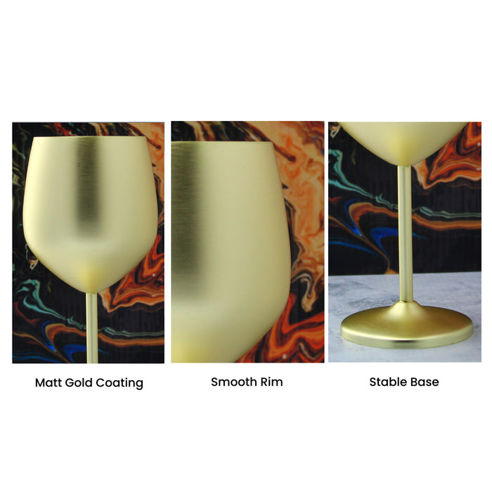 Engraved Matte Gold Metal Wine Glass - The Gift Cabin UK