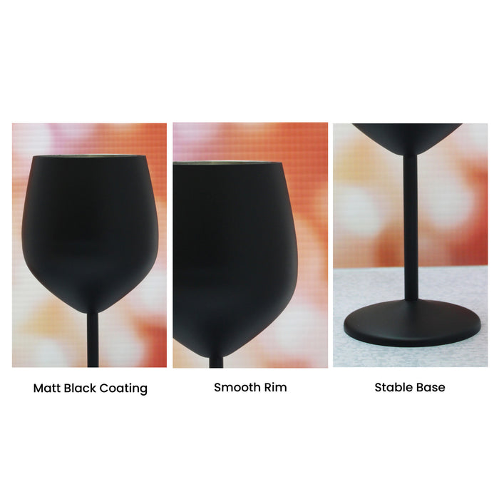 Engraved Matte Black Metal Wine Glass - The Gift Cabin UK