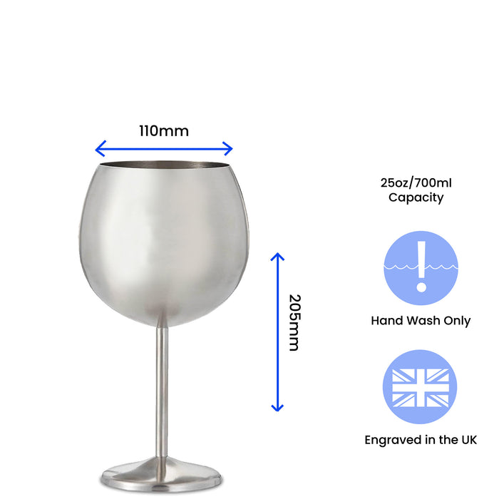 Engraved Metal Gin Balloon Cocktail Glass with Name in 60 Design - The Gift Cabin UK