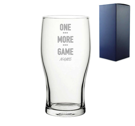 Engraved Pint Glass with One More Game Name Design - The Gift Cabin UK