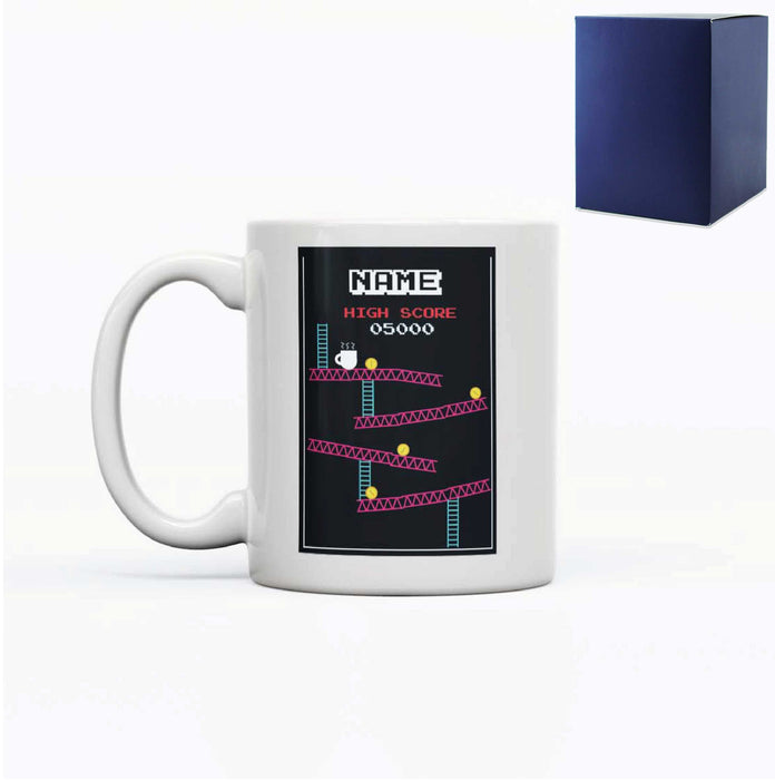 Printed Mug with Name Retro Arcade Game Design, Gift Boxed, Personalise with any name for any gamer - The Gift Cabin UK