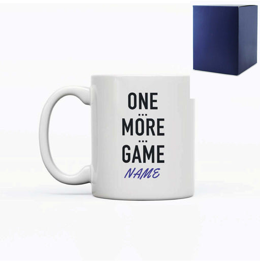 Printed Mug with One More Game Design, Gift Boxed, Personalise with any name for any gamer - The Gift Cabin UK