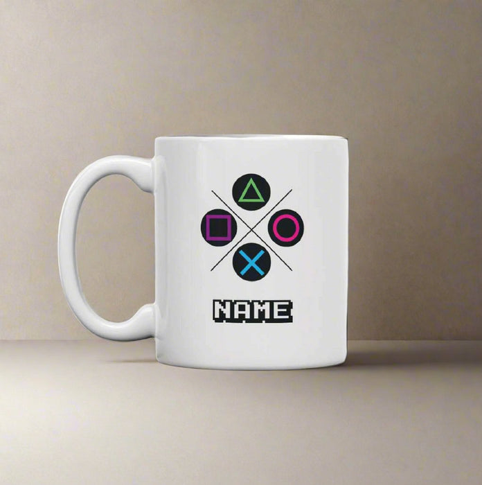 Printed Mug with X Console Controller Design, Gift Boxed, Personalise with any name for any gamer - The Gift Cabin UK