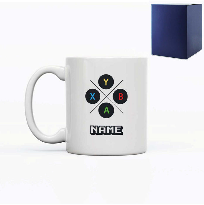 Printed Mug with Play Console Controller Design, Gift Boxed, Personalise with any name for any gamer - The Gift Cabin UK