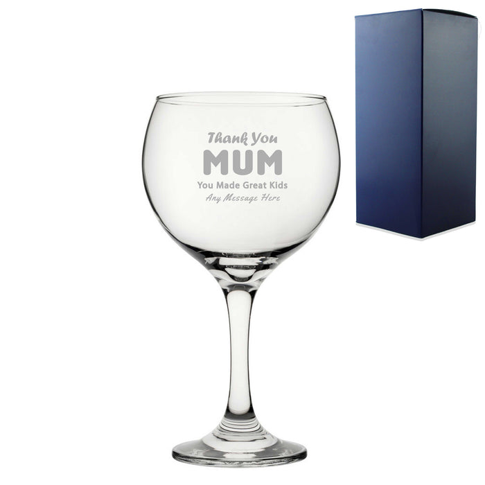 Engraved Gin Glass 22.5oz With Thank You Mum Design Gift Boxed - The Gift Cabin UK