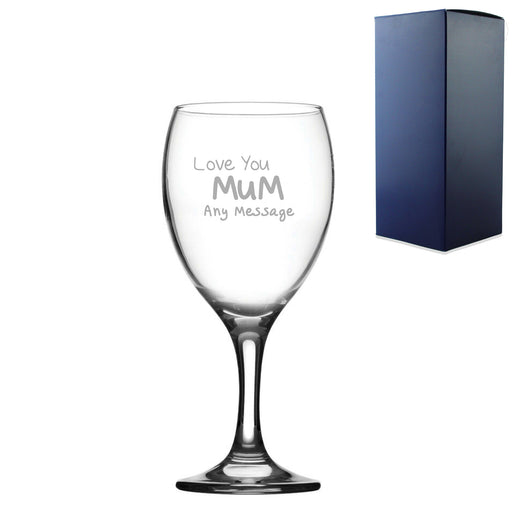 Engraved Wine Glass 12oz With Love You Mum Design Gift Boxed - The Gift Cabin UK