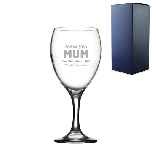 Engraved Wine Glass 12oz With Thank You Mum Design Gift Boxed - The Gift Cabin UK