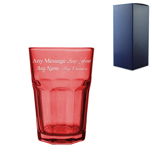 Engraved 365ml Red Coloured Highball Glass with Gift Box - The Gift Cabin UK