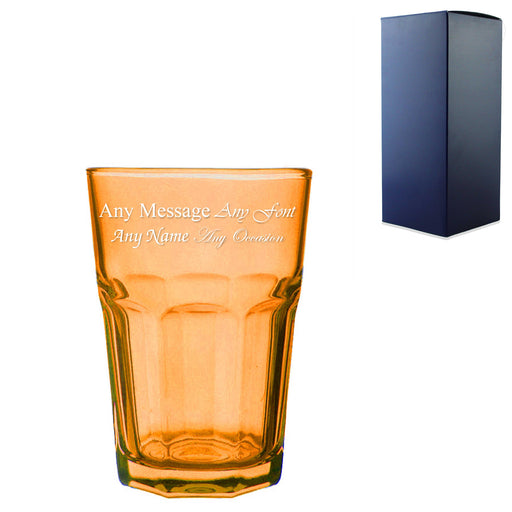 Engraved 365ml Orange Coloured Highball Glass with Gift Box - The Gift Cabin UK