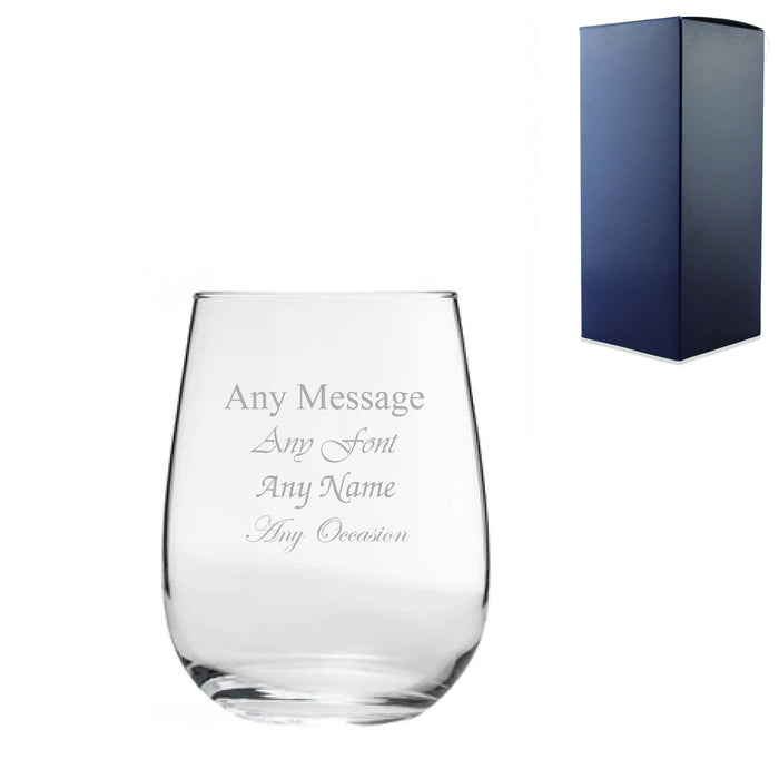 Engraved 475ml Corto Stemless Wine Glass with Gift Box - The Gift Cabin UK