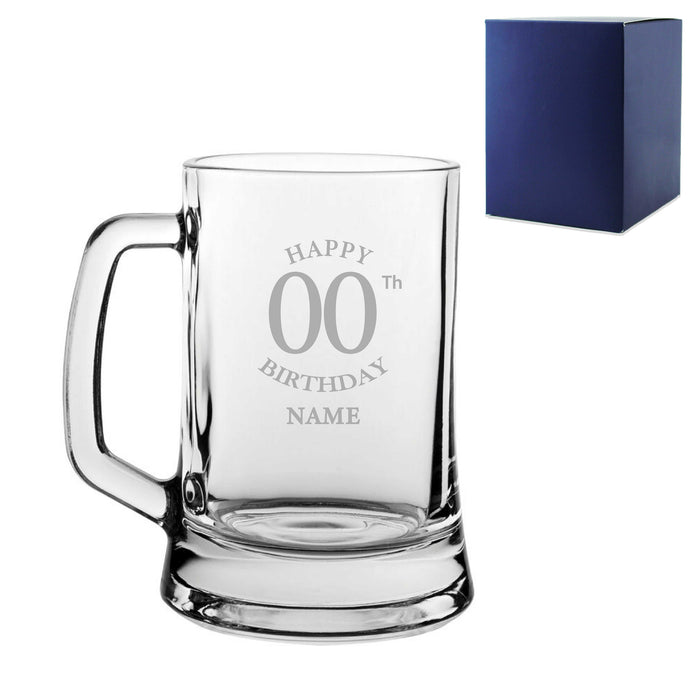 Engraved  Tankard Beer Mug Stein Happy 20,30,40,50... Birthday Classic Design Gift Boxed - The Gift Cabin UK