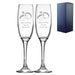 Personalised Engraved Wedding Champagne Glass Set with Any Message, Any Date, Rings - The Gift Cabin UK