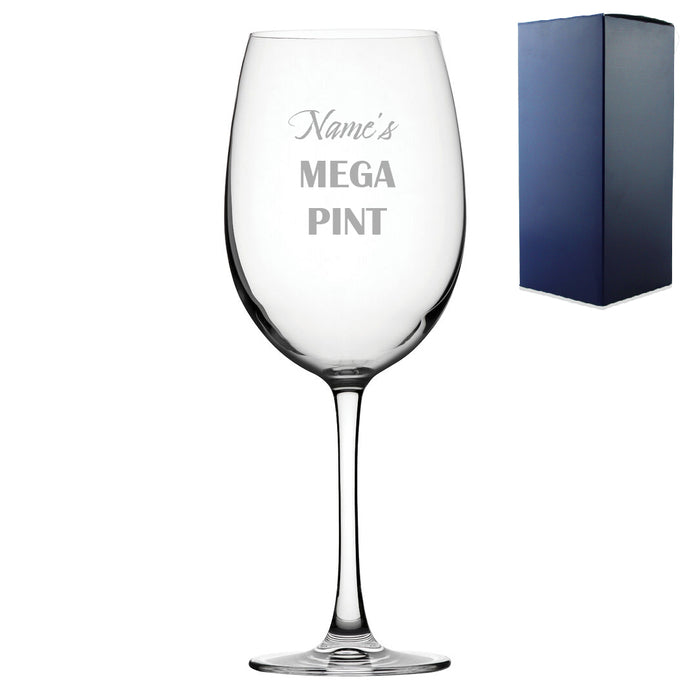 Personalised Engraved Mega Pint Glass, Fits a Whole Bottle of Wine, Novelty Gift, Bold Design - The Gift Cabin UK