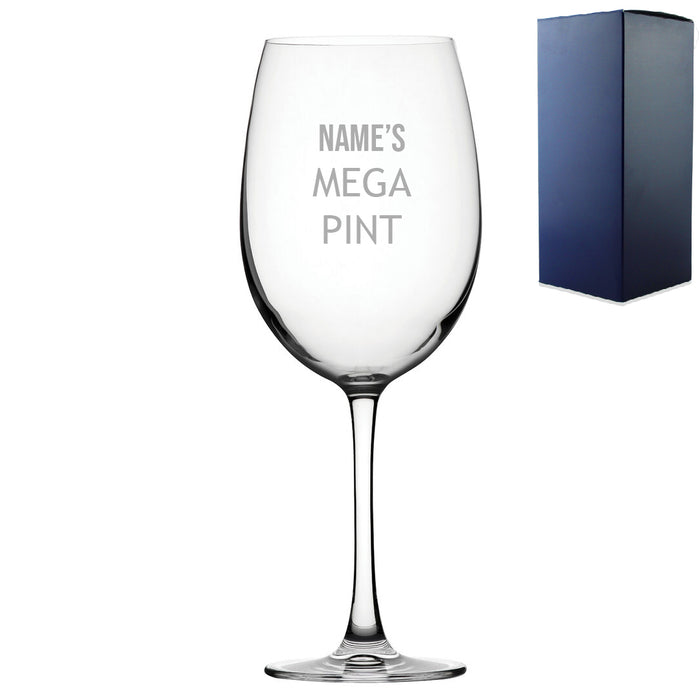 Personalised Engraved Mega Pint Glass, Fits a Whole Bottle of Wine, Novelty Gift, Modern Design - The Gift Cabin UK