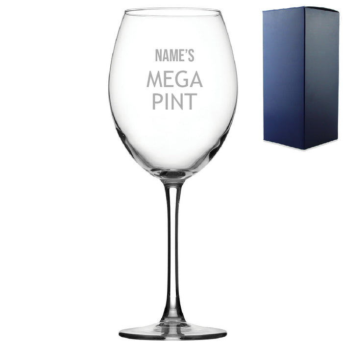 Personalised Engraved Mega Pint Wine Glass, Novelty Gift Modern Design - The Gift Cabin UK