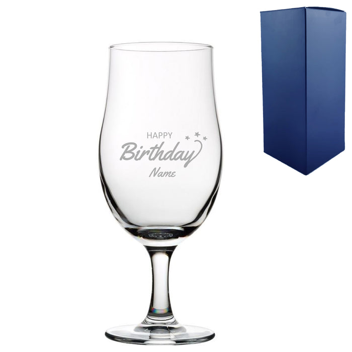 Engraved Happy Birthday Draft Stemmed Beer Glass, Gift Boxed - The Gift Cabin UK