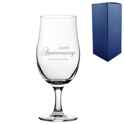 Engraved Anniversary Draft Stemmed Beer Glass, Gift Boxed - The Gift Cabin UK