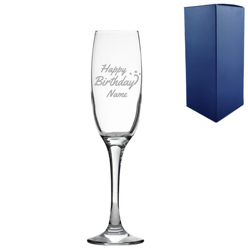 Engraved Happy Birthday champagne flute, Gift Boxed - The Gift Cabin UK