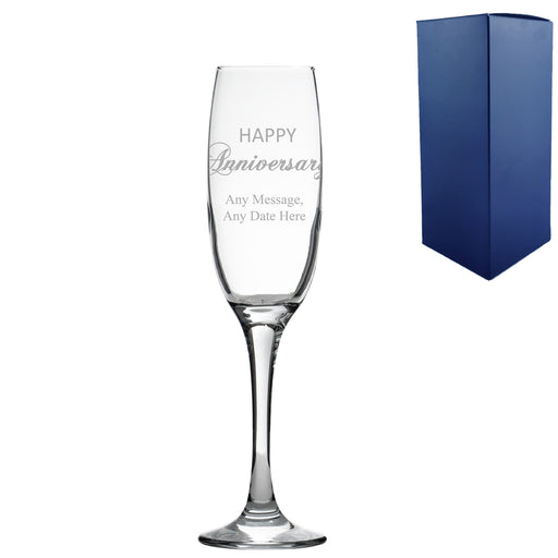 Engraved Anniversary champagne flute, Gift Boxed - The Gift Cabin UK