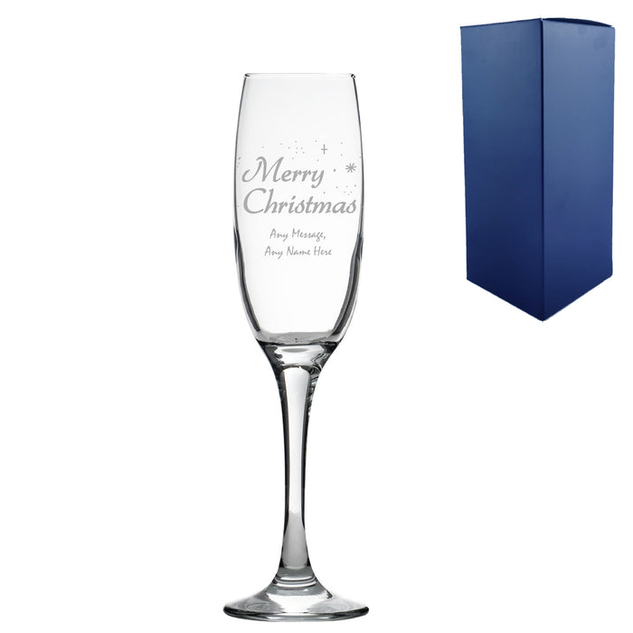 Engraved Merry Christmas champagne flute, Gift Boxed - The Gift Cabin UK