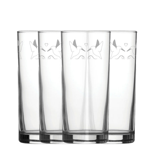 Engraved Bird Pattern Hiball Set of 4 12oz Glasses - The Gift Cabin UK