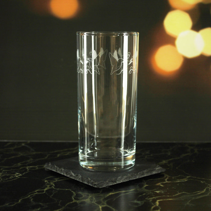 Engraved Bird Pattern Hiball Set of 4 12oz Glasses - The Gift Cabin UK