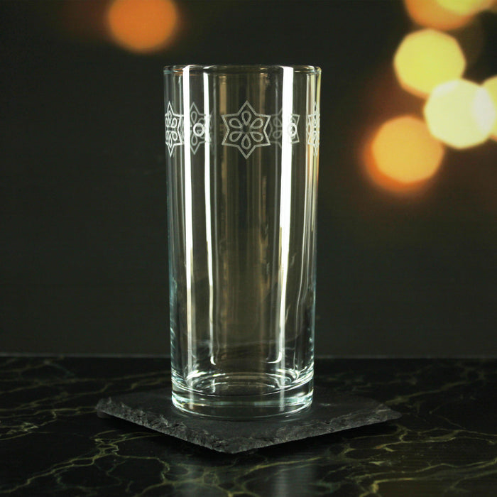 Engraved Stars Set of 4 Patterned Hiball 12oz Glasses - The Gift Cabin UK