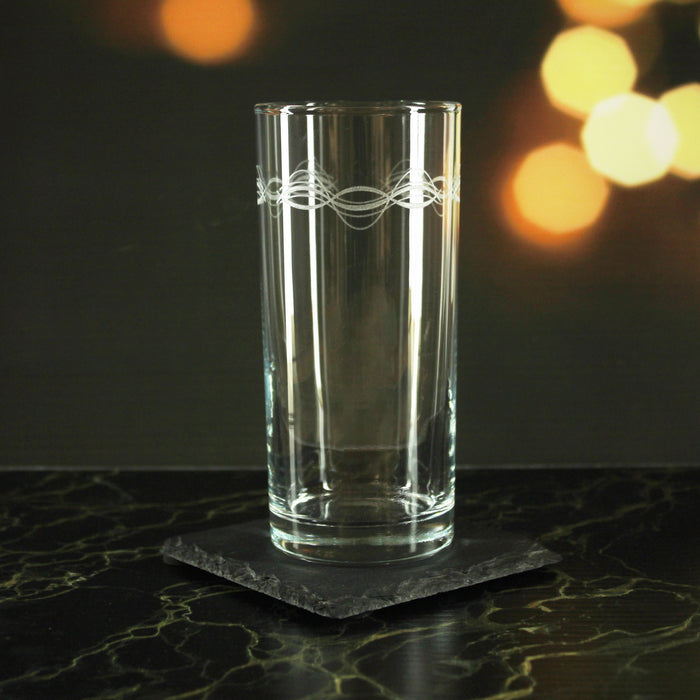 Engraved Waves Set of 4 Patterned Hiball 12oz Glasses - The Gift Cabin UK