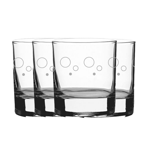 Engraved Circles Pattern Set of 4 Whiskey 11.5oz Glasses - The Gift Cabin UK