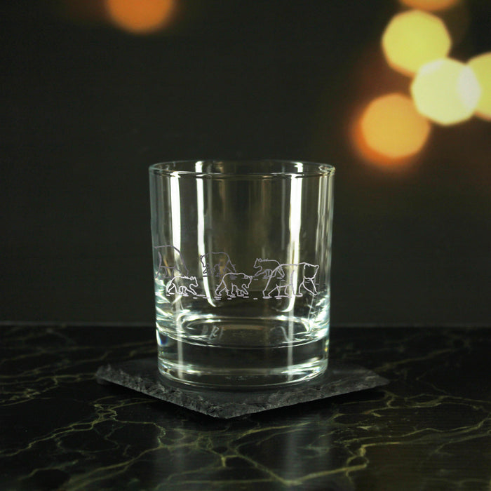 Engraved Bear Pattern Set of 4 Whiskey 11.5oz Glasses - The Gift Cabin UK