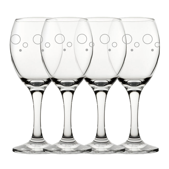 Engraved Circles Pattern Pure Wine Set of 4 11oz Glasses - The Gift Cabin UK