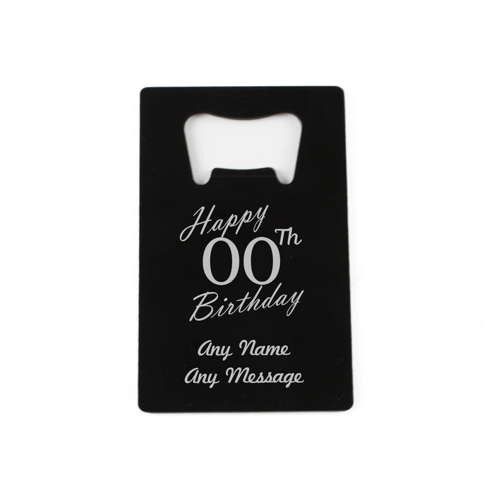 Engraved Portable Wallet Card Bottle Opener Black Happy Custom Number Birthday - The Gift Cabin UK