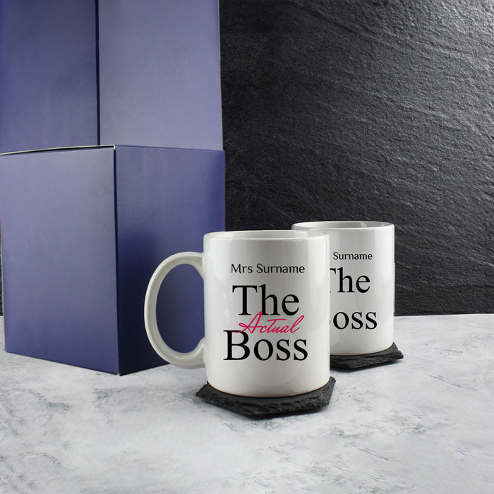 His and Hers Mug Set, The Boss and The Actual boss, 11oz/312ml Mugs - The Gift Cabin UK