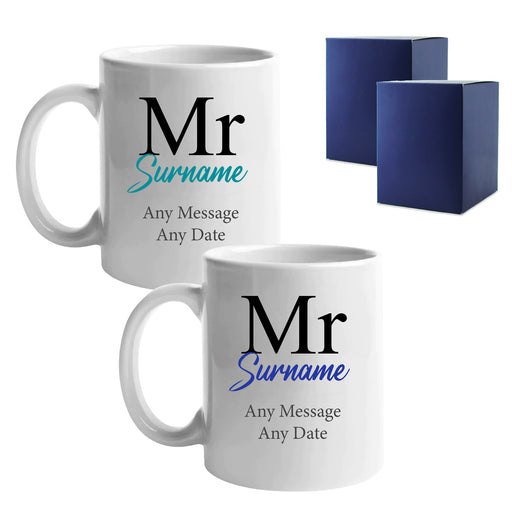 Mr and Mr Mug Set, Classic Font Design, Ceramic 11oz/312ml Mugs - The Gift Cabin UK