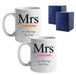 Mrs and Mrs Mug Set, Classic Font Design, Ceramic 11oz/312ml Mugs - The Gift Cabin UK